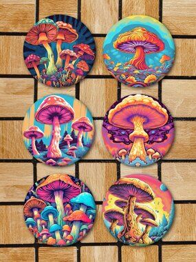 Mushroom Fridge Magnets Set Of 6 Metal Magnets For Home Office Kitchen School